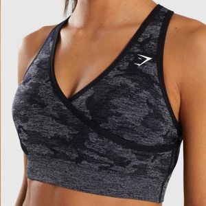 GYMSHARK CAMO SEAMLESS SPORTS BRA, SIZE S